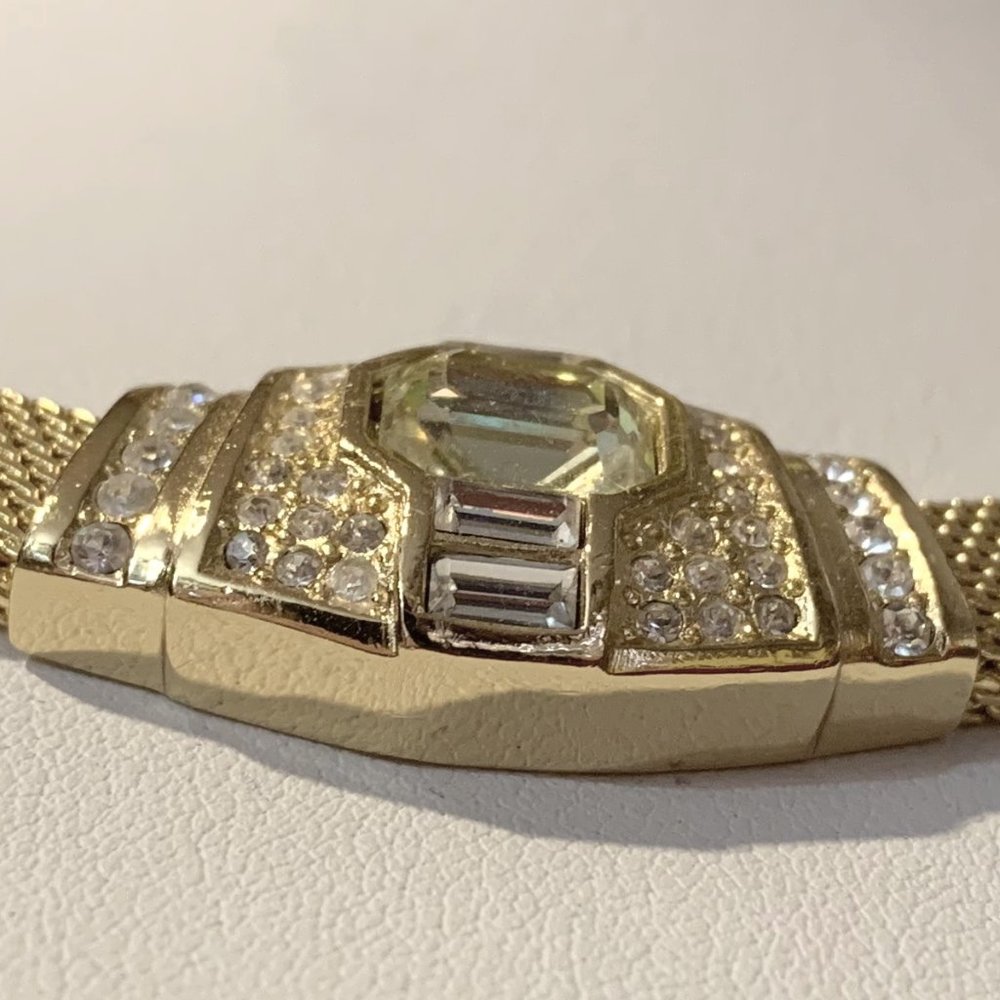 Vintage 1980s Christian Dior very Elegant Choker Necklace Peridot & Crystals - Picture 3 of 6
